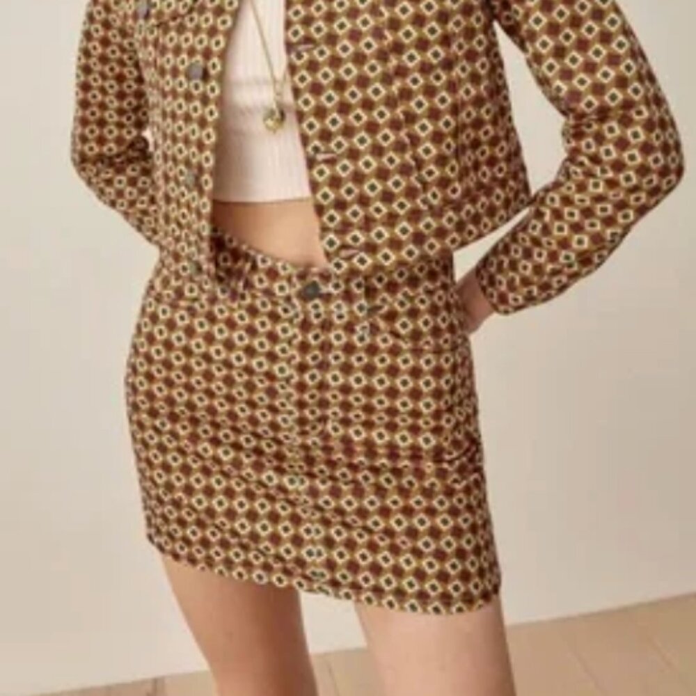 Reformation Patterned Mini Skirt